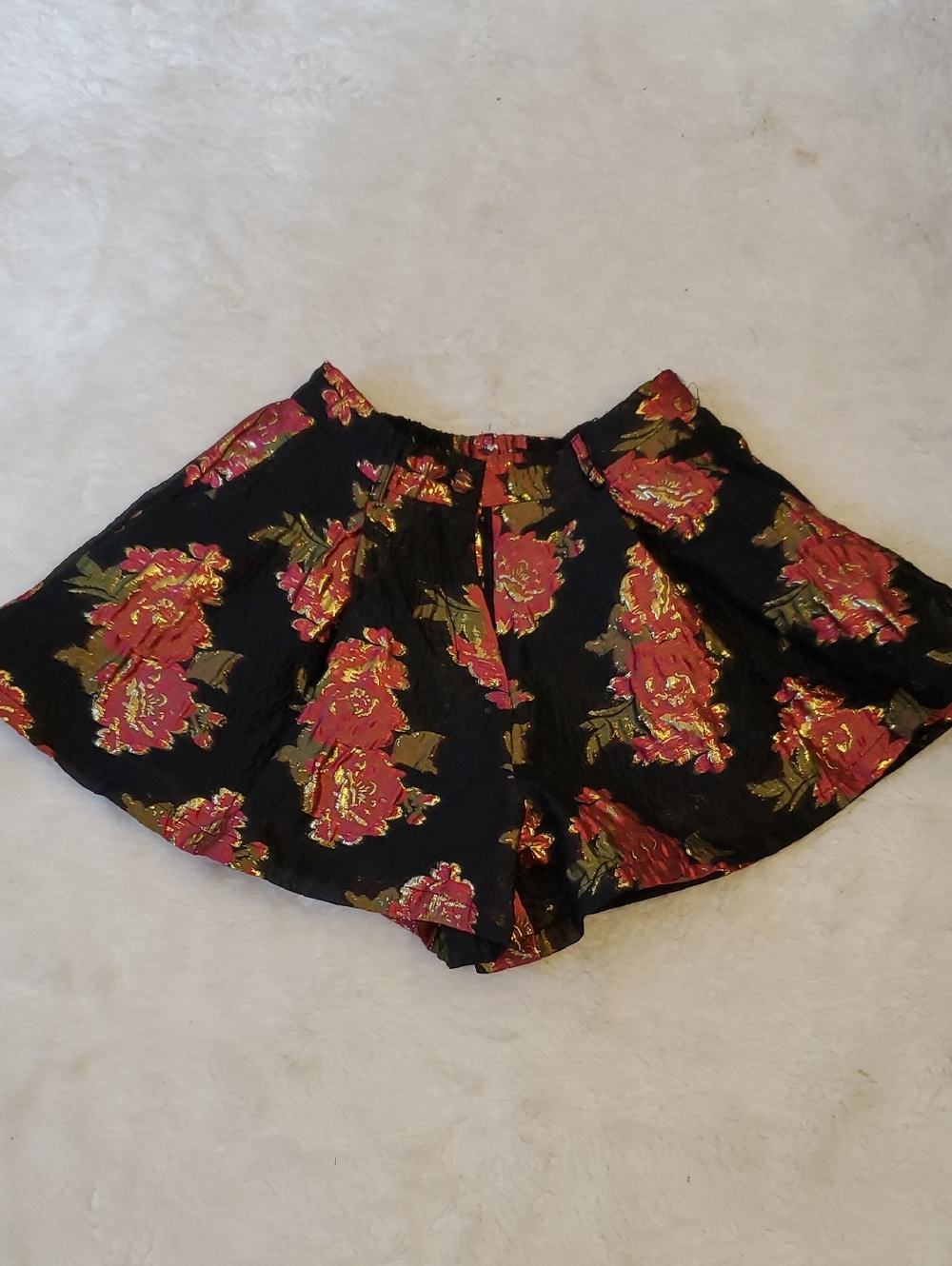 Meet Me In Santorini Shorts with Red and Gold Accents